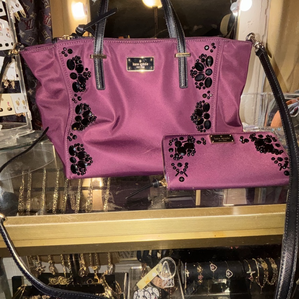 Kate Spade Purple Handbag and Wallet Set
